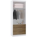 Ver imagem 3 de Guarda Roupa Modulado de Solteiro Alpes Branco Avelã 5 Peças - Luciane