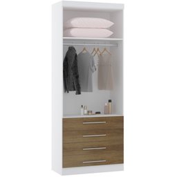 Guarda Roupa Modulado de Solteiro Alpes Branco Avelã 5 Peças - Luciane - 3