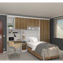 Ver imagem 1 de Guarda Roupa Modulado de Solteiro Alpes Branco Avelã 5 Peças - Luciane