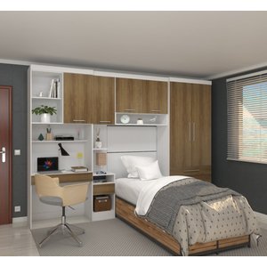 Guarda Roupa Modulado de Solteiro Alpes Branco Avelã 5 Peças - Luciane