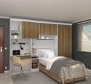 Ver imagem 1 de Guarda Roupa Modulado de Solteiro Alpes Branco Avelã 5 Peças - Luciane