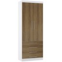 Ver imagem 2 de Guarda Roupa Modulado de Solteiro Alpes Branco Avelã 5 Peças - Luciane