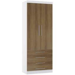 Guarda Roupa Modulado de Solteiro Alpes Branco Avelã 5 Peças - Luciane - 2