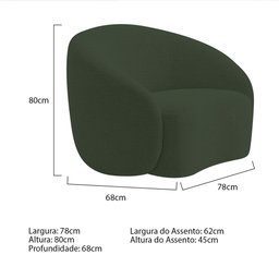 Kit Sofá 3 Lugares 180cm e Poltrona Orgânica Luxo Recepção Amore Linho Verde - 4
