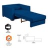Sofa Cama Solteiro Sofia 1 Lugar 110cm Talento Móveis Azul - 4