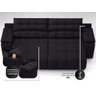 Sofá com Porta Copos Carregador USB Ret Rec Samurai 2,50m Velosuede Preto - NETSOFAS - 2