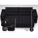 Ver imagem 3 de Sofá com Porta Copos Carregador USB Ret Rec Samurai 2,50m Velosuede Preto - NETSOFAS