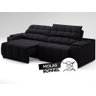 Sofá com Porta Copos Carregador USB Ret Rec Samurai 2,50m Velosuede Preto - NETSOFAS - 6