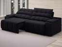 Ver imagem 1 de Sofá com Porta Copos Carregador USB Ret Rec Samurai 2,50m Velosuede Preto - NETSOFAS