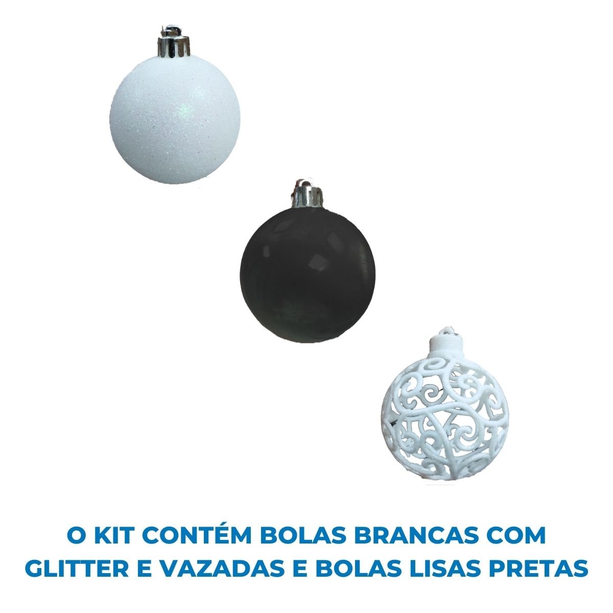 Kit Bola Natalina 6cm Tubo com 20 Peças Color - Preto e Branco - 8