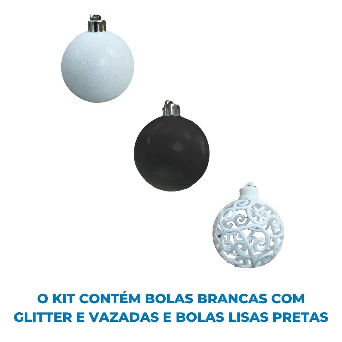 Kit Bola Natalina 6cm Tubo com 20 Peças Color - Preto e Branco - 4