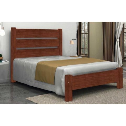 Cama Queen Size Vitória de Madeira Maciça Angelim Pedra/tauari - Cor Castanho