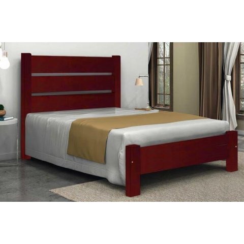 Cama Queen Size Vitória de Madeira Maciça Angelim Pedra/tauari - Cor Mogno
