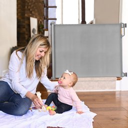 Portão Retrátil de Segurança Momcozy 71” X 33” Cinza para Bebês e Pets - 8