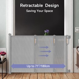 Portão Retrátil de Segurança Momcozy 71” X 33” Cinza para Bebês e Pets - 6