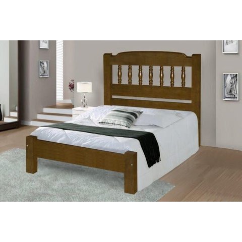 Cama de Casal Viena de Madeira Maciça Angelim Pedra/tauari - Cor Imbuia