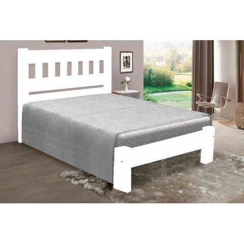 Cama de Casal Marrocos de Madeira Maciça Angelim Pedra/tauari - Cor Branco