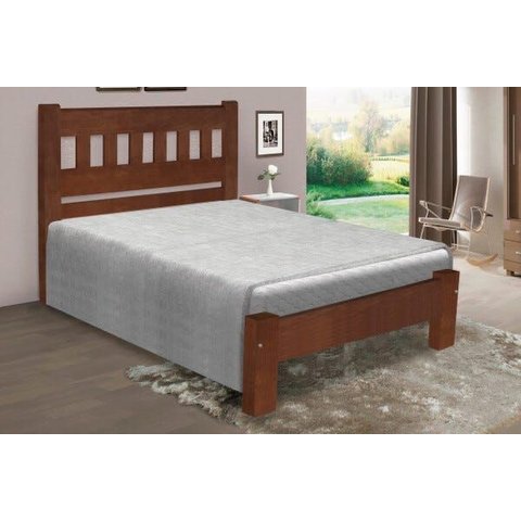 Cama de Casal Marrocos de Madeira Maciça Angelim Pedra/tauari - Cor Castanho