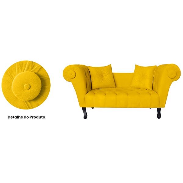 Recamier Divã Namoradeira Dubai Capitonê Suede Amarelo - 5