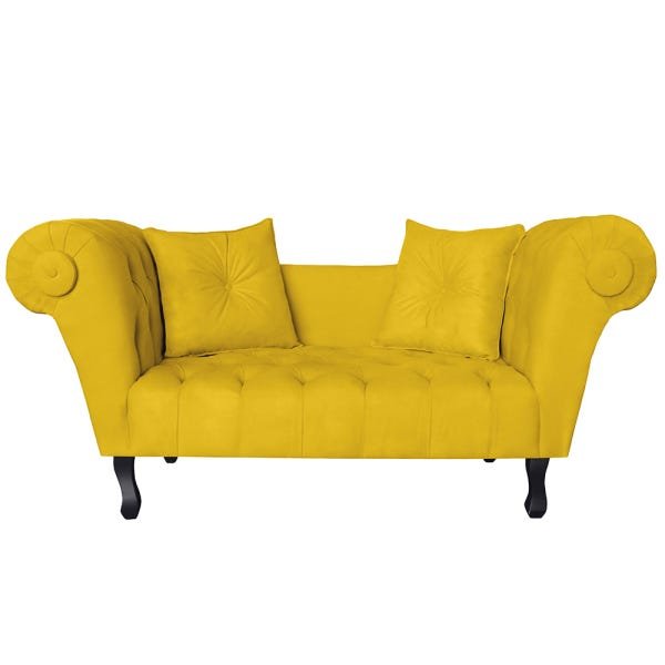 Recamier Divã Namoradeira Dubai Capitonê Suede Amarelo