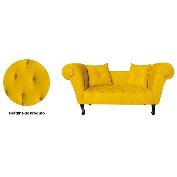 Recamier Divã Namoradeira Dubai Capitonê Suede Amarelo - 4