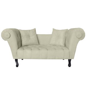 Recamier Divã Namoradeira Dubai Capitonê Suede Bege