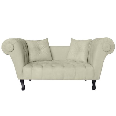 Recamier Divã Namoradeira Dubai Capitonê Suede Bege