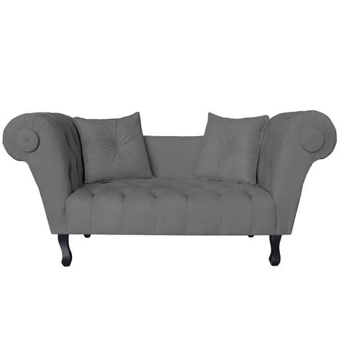 Recamier Divã Namoradeira Dubai Capitonê Suede Cinza