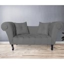 Ver imagem 2 de Recamier Divã Namoradeira Dubai Capitonê Suede Cinza