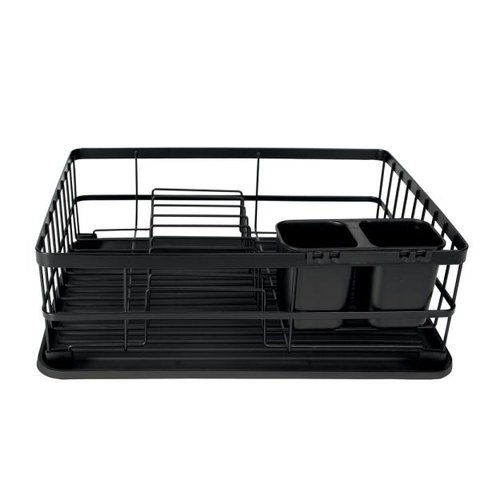 Escorredor de Louças 9 Pratos Preto Fosco Mor Compacto com Bandeja Porta Talher