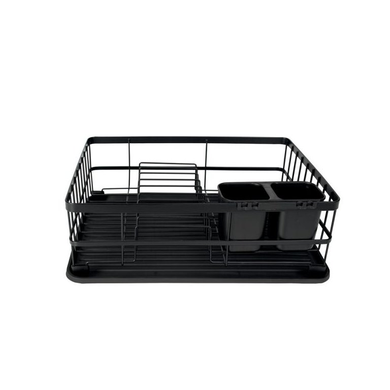 Escorredor de Louças 9 Pratos Preto Fosco Mor Compacto com Bandeja Porta Talher
