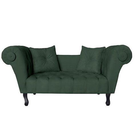 Recamier Divã Namoradeira Dubai Capitonê Suede Verde