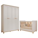Ver imagem 1 de Jogo de Quarto Infantil Alfajor Guarda Roupa e Berço Off White/nature - Permóbili Baby
