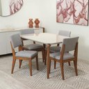 Ver imagem 1 de Conjunto de Jantar Mesa Retangular com Vidro Donatella com 4 Cadeiras Ella - Natural C/ Cinza