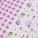 Ver imagem 5 de Kit Cobre Leito Colcha Solteiro Infantil Lutti Dupla Face 200 Fios 2 Peças Arco Íris Rainbow Rosa