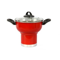 Cuscuzeiro com Tampa de Vidro N18 em Alumínio:vermelho - 1