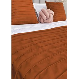 Peseira Drapeada Line Dupla Face em Veludo Cama Casal Cor:terracota - 1