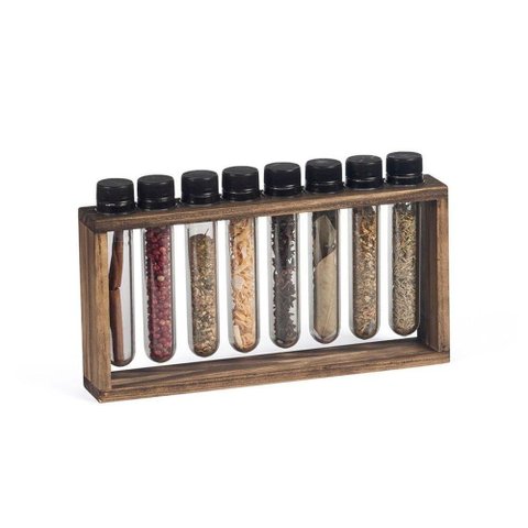 Porta Tempero de Madeira Pinus Horizontal com 8 Tubos - Stolf