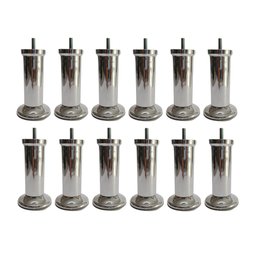Kit com 12 Pés para Cama Box ou Baú Queen King Plástico Ultra Resistente Varian Cromado 13cm Altura - 7