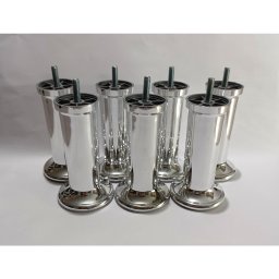 Kit com 12 Pés para Cama Box ou Baú Queen King Plástico Ultra Resistente Varian Cromado 13cm Altura - 10