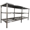 Ver imagem 6 de Mesa Aço Inox Industrial 150x70x90 cm Prateleiro Duplo Fenestrado Nortinox