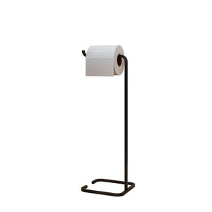 Suporte Papeleira De Chão Para Banheiro Lavabo Set Aço Multiuso D01 Preto Fosco - Lyam Decor