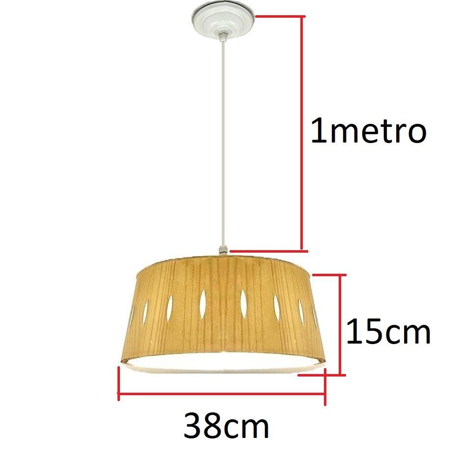 Lustre Luminária Pendente Madeira Rústico Moderno Claro 38cm - 5