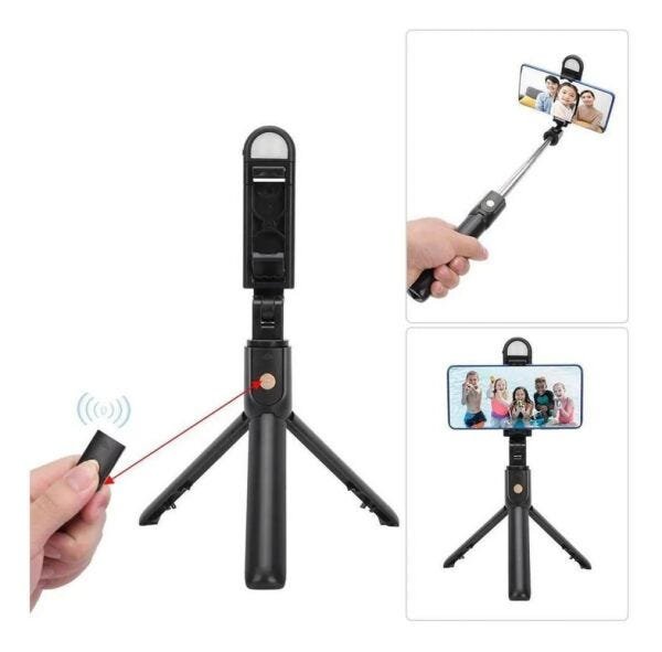 Bastão Tripé Extensor Pau de Selfie com Controle Bluetooth Luz K10-S - 1