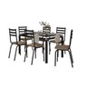 Jogo de Mesa Malva Vidro Preto 140 cm com 6 Cadeiras 118 Preto Rattan Artefamol - 1