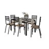 Jogo de Mesa Malva Vidro Preto 140 cm com 6 Cadeiras 118 Preto Rattan Artefamol - 2