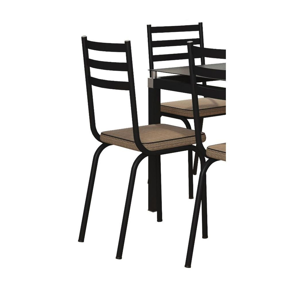 Jogo de Mesa Malva 140cm e 6 Cadeiras 118 Preto - Artefamol