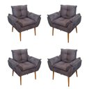 Ver imagem 1 de Kit 04 Cadeiras Poltronas de Luxo Opala Sala, Quarto Cor:cinza