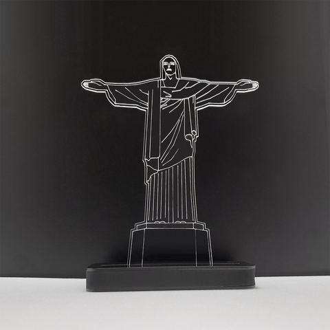 Luminária LED Decoração Mesa Sala Setup Cristo Redentor Rio de Janeiro Cores
