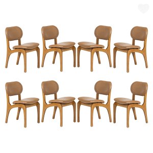 Kit 8 Cadeiras de Jantar Estofada Rafine Madeira Castanho Impermeável Marrom